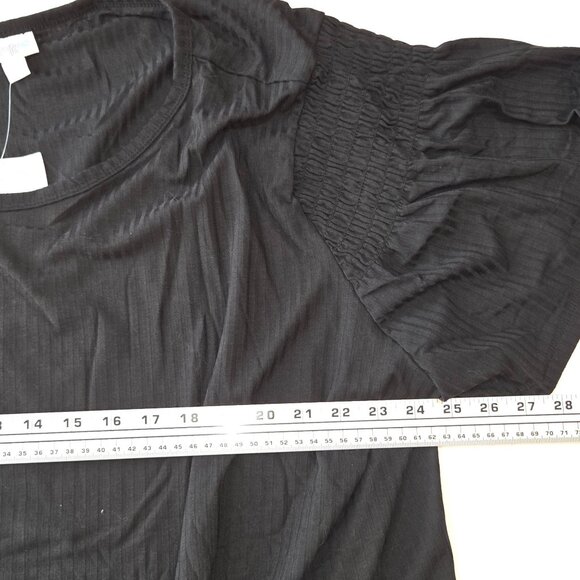 LulaRoe NWT Women's Stephanie Smocked Short Sleeve Pullover Top Black Size 3XL - Picture 9 of 10